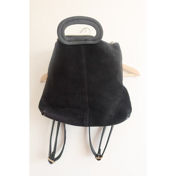 Moda Luxe Suede Leather Backpack with Gold Hardware Chic Modern Profile - Picture 2 of 10